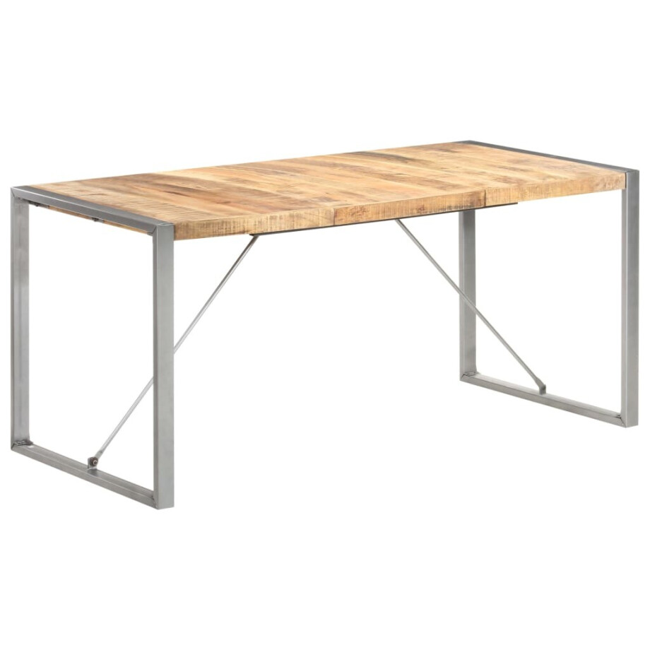 vidaXL Eettafel 160x80x75 cm massief ruw mangohout vidaXL Eettafel 160x80x75 cm massief ruw mangohout afbeelding 1