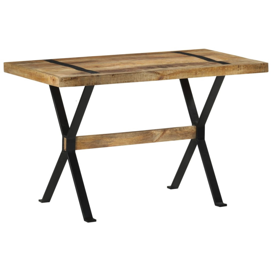 vidaXL Eettafel 120x60x76 cm ruw mangohout afbeelding 1