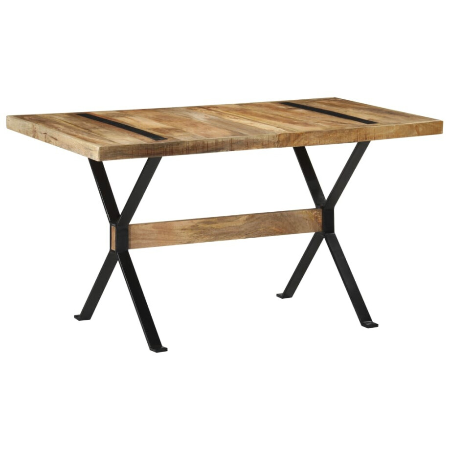 vidaXL Eettafel 140x70x76 cm ruw mangohout afbeelding 1