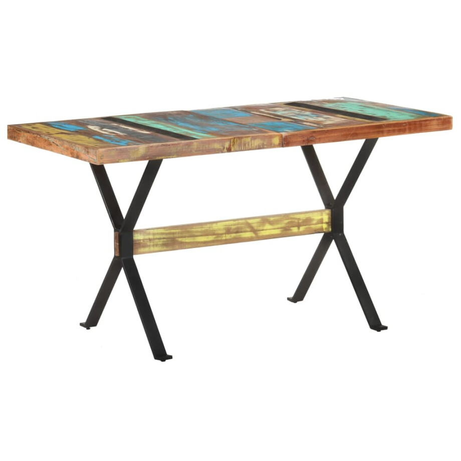 vidaXL Eettafel 140x70x76 cm massief gerecycled hout vidaXL Eettafel 140x70x76 cm massief gerecycled hout afbeelding 1