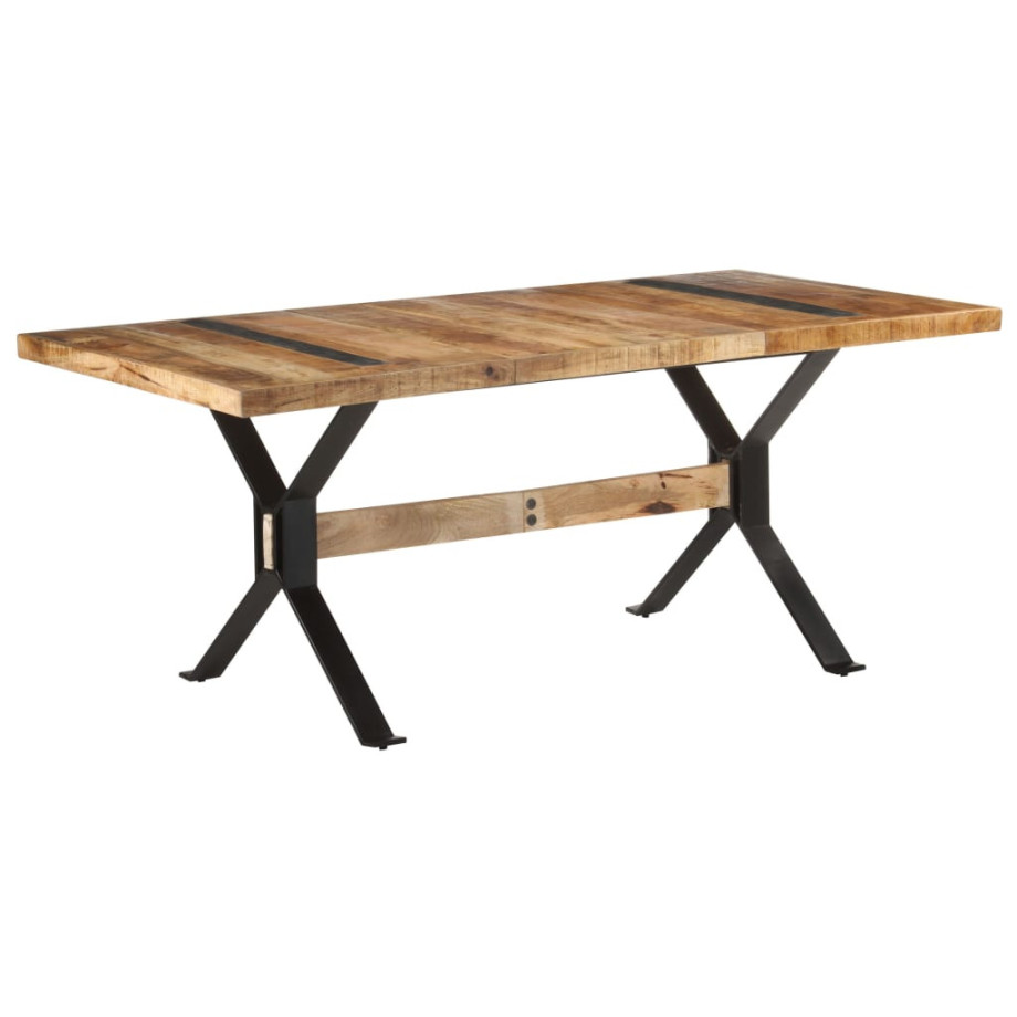 vidaXL Eettafel 180x90x76 cm ruw mangohout afbeelding 1