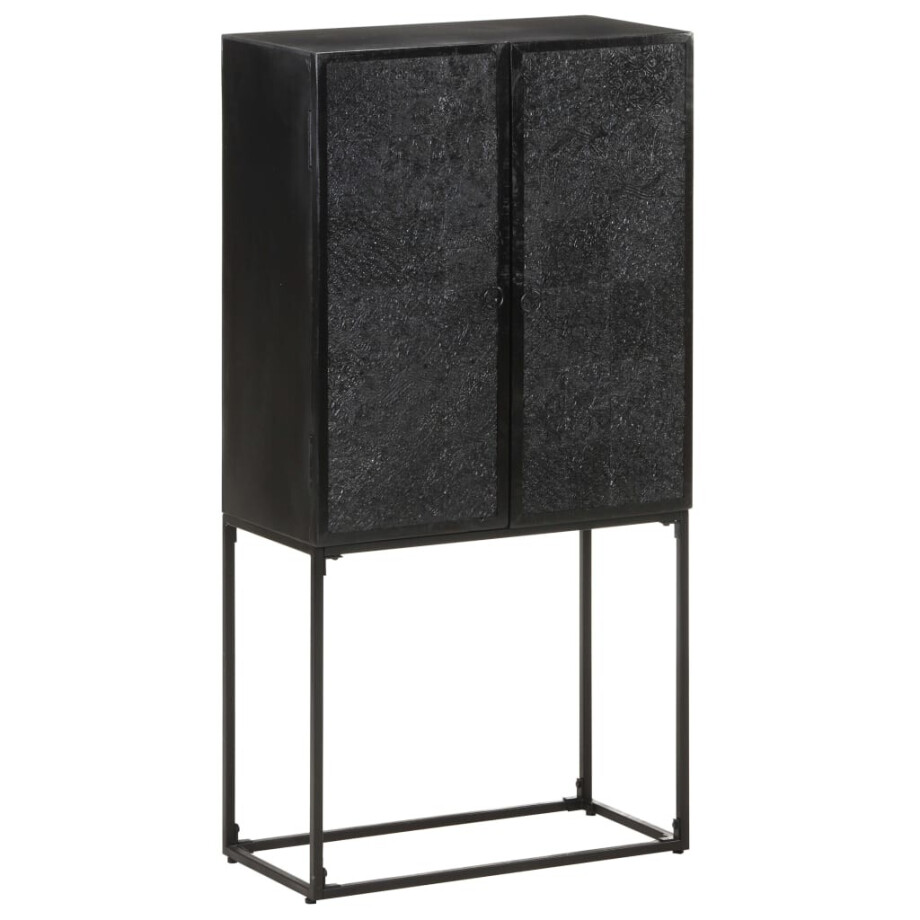 vidaXL Dressoir 60x30x120 cm massief acacia- en mangohout zwart vidaXL Dressoir 60x30x120 cm massief acacia- en mangohout zwart afbeelding 1