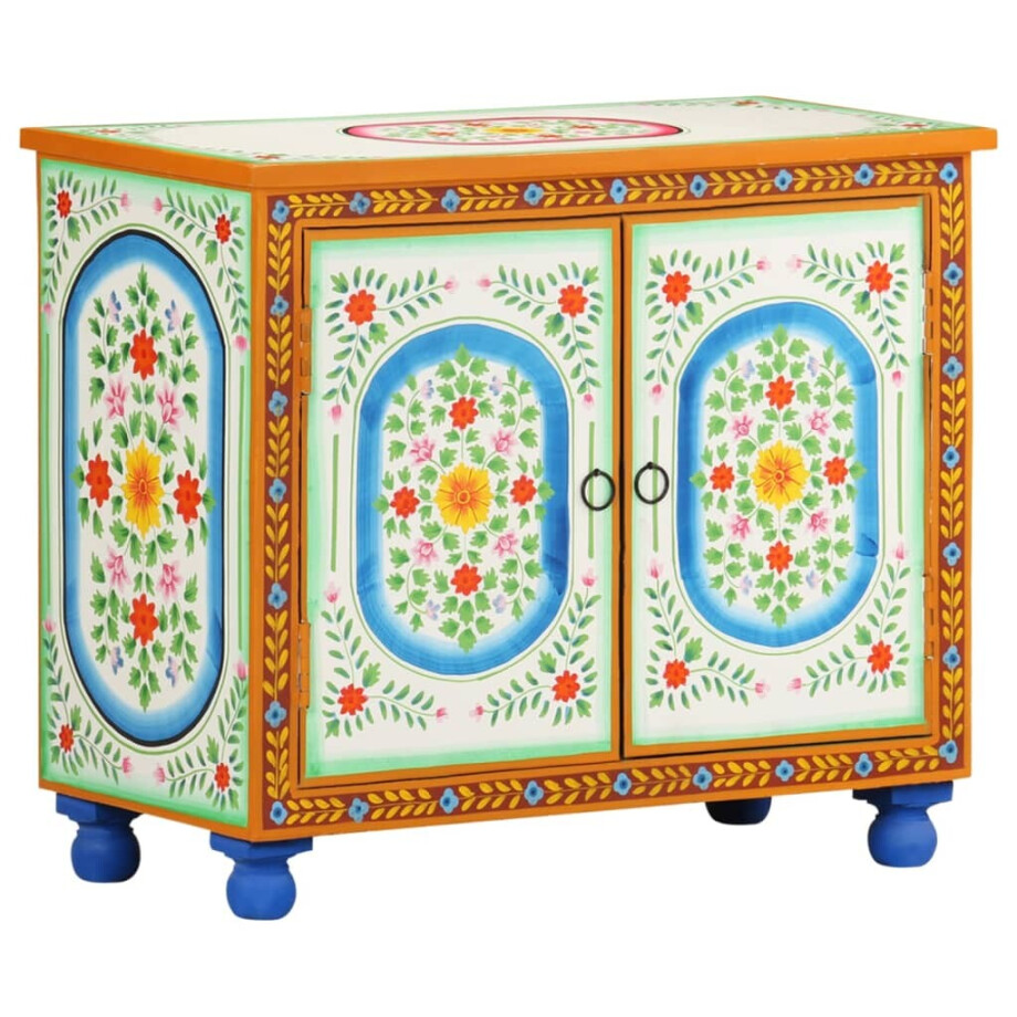 vidaXL Dressoir handgeschilderd 70x35x60 cm massief mangohout afbeelding 1
