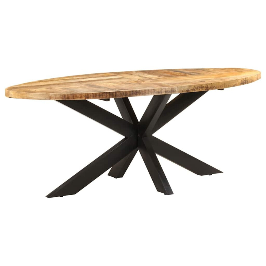 vidaXL Eettafel ovaal 200x100x75 cm ruw mangohout afbeelding 1