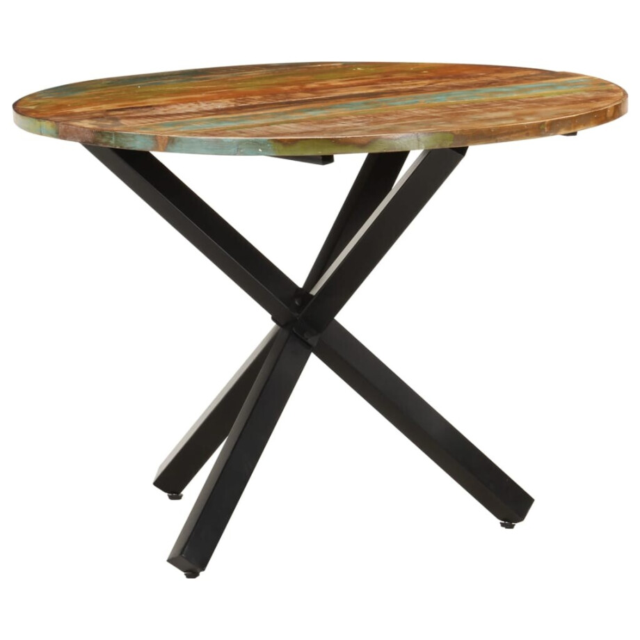 vidaXL Eettafel rond 100x100x75 cm massief gerecycled hout afbeelding 1
