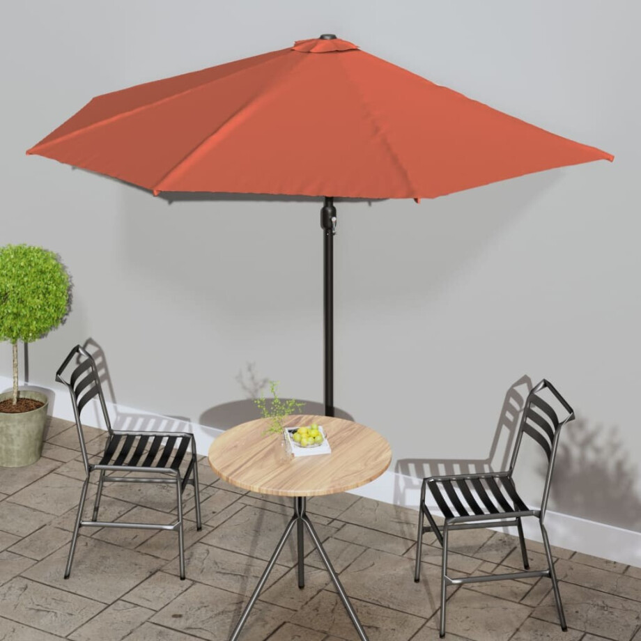 vidaXL Balkonparasol half met aluminium paal 300x155x223 cm terracotta afbeelding 1