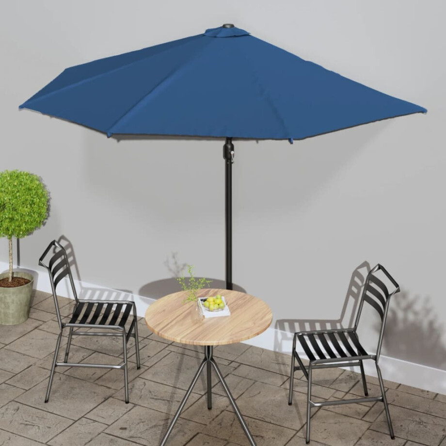 vidaXL Balkonparasol half met aluminium paal 300x155x223 cm blauw vidaXL Balkonparasol half met aluminium paal 300x155x223 cm blauw afbeelding 1