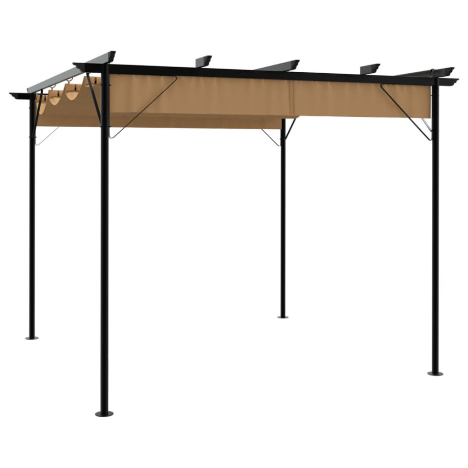 vidaXL Pergola met uittrekbaar dak 180 g/m² 3x3 m staal taupe afbeelding 1