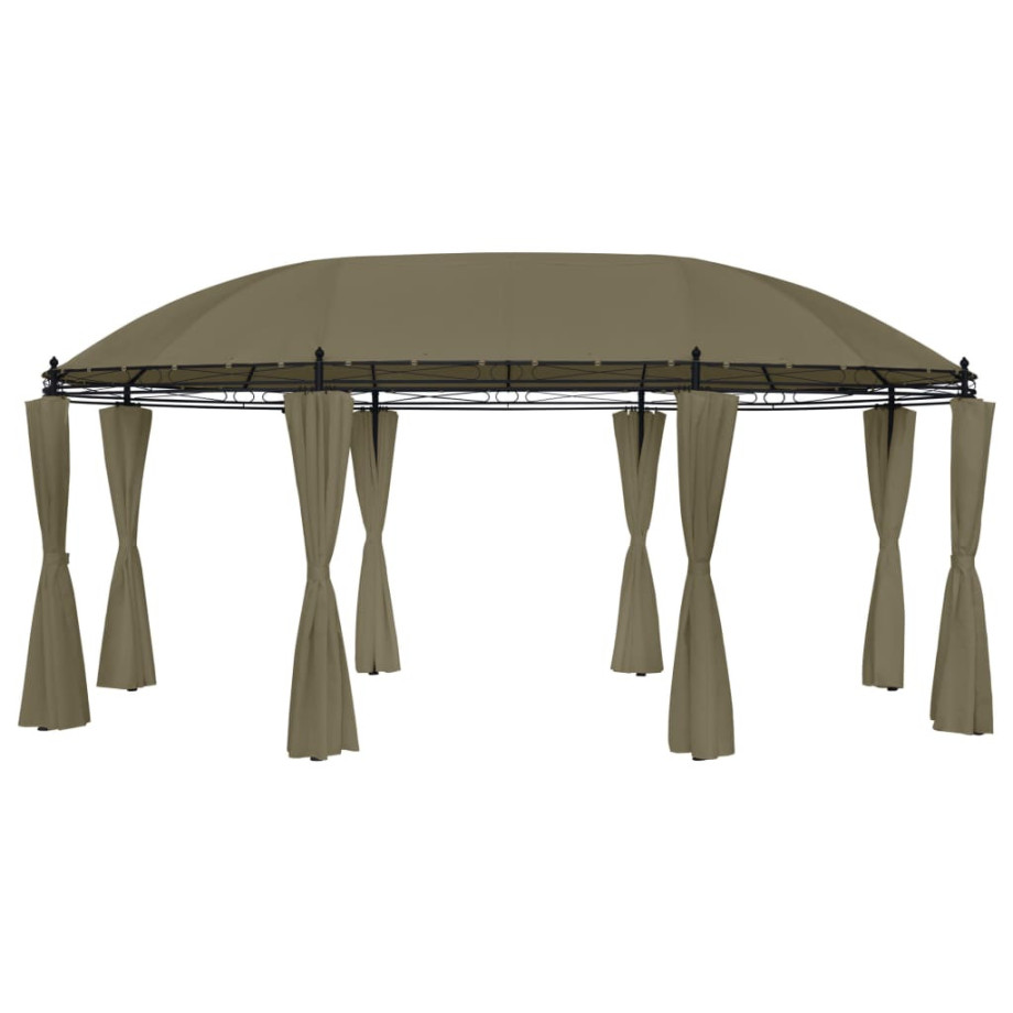 vidaXL Prieel met gordijnen 180 g/m² 520x349x255 cm taupe afbeelding 1