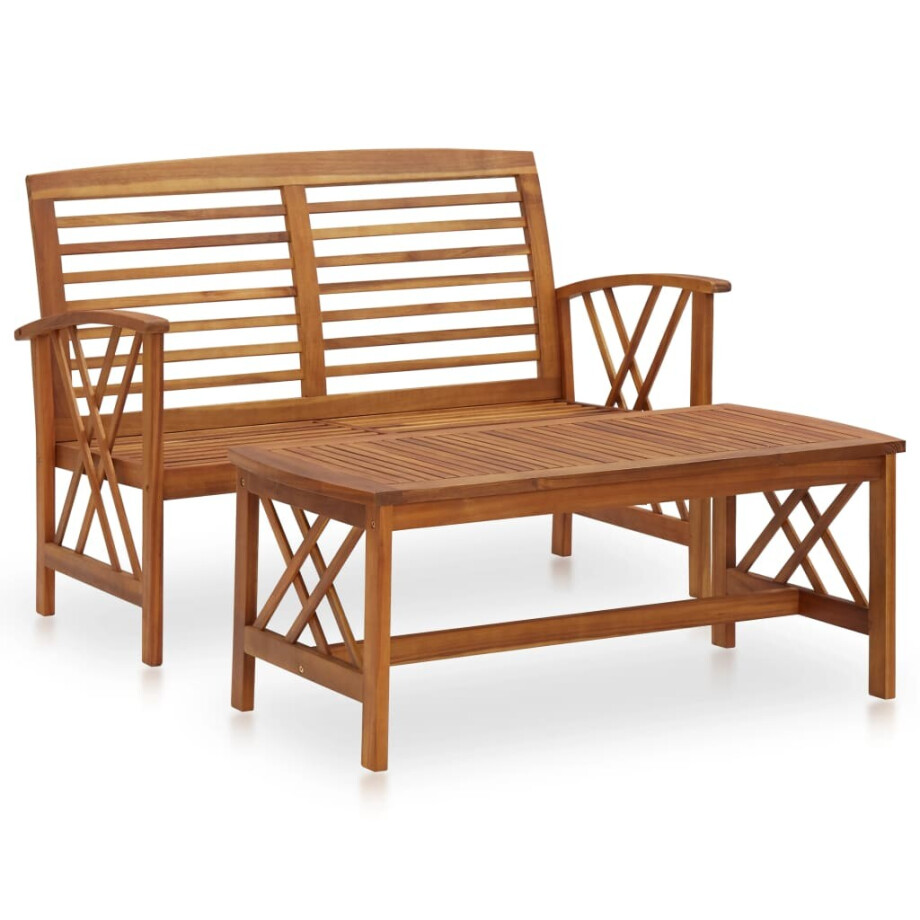 vidaXL 2-delige Loungeset massief acaciahout vidaXL 2-delige Loungeset massief acaciahout afbeelding 1