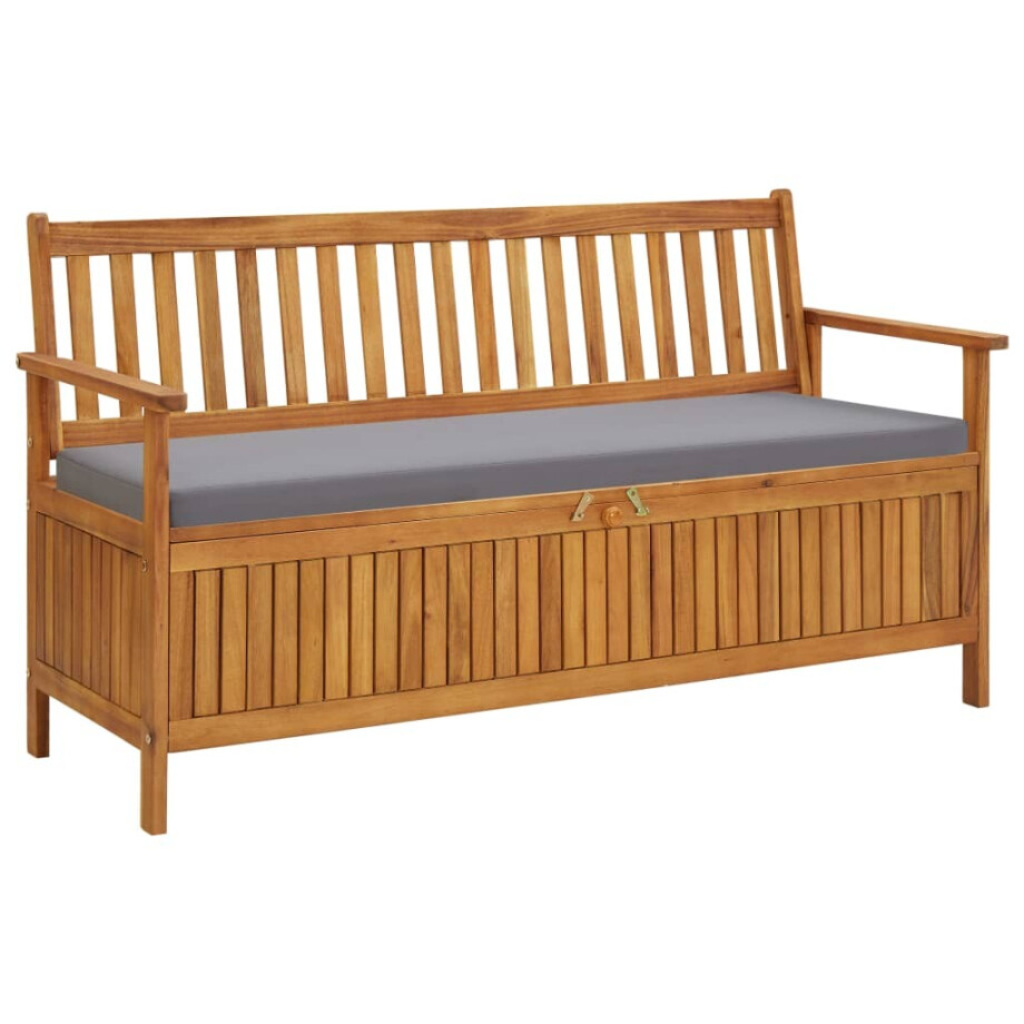 vidaXL Tuinopbergbank met kussen 148 cm massief acaciahout vidaXL Tuinopbergbank met kussen 148 cm massief acaciahout afbeelding 1