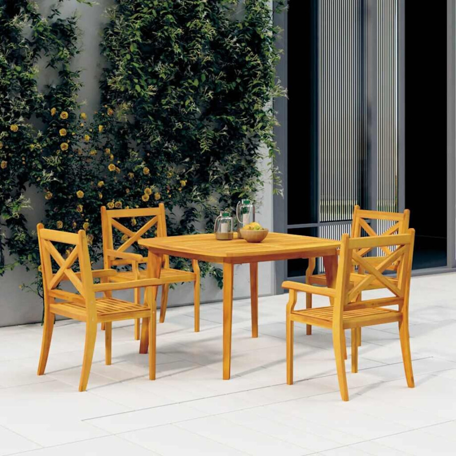 vidaXL Tuintafel 110x110x75 cm massief acaciahout afbeelding 1