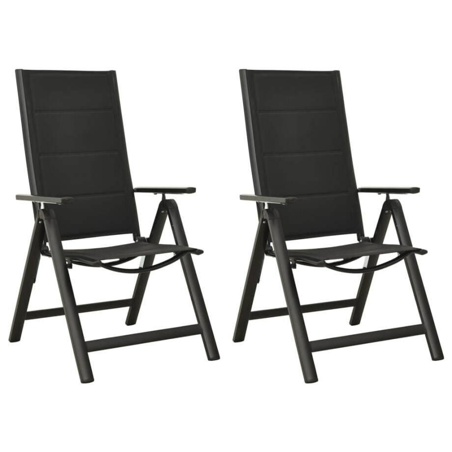 vidaXL Tuinstoelen 2 st inklapbaar textileen aluminium zwart afbeelding 1