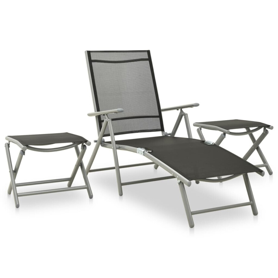 vidaXL 3-delige Loungeset textileen en aluminium zilverkleurig vidaXL 3-delige Loungeset textileen en aluminium zilverkleurig afbeelding 1