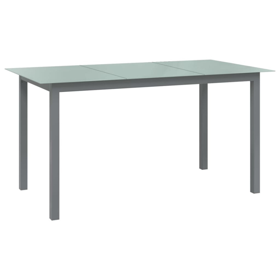 vidaXL Tuintafel 150x90x74 cm aluminium en glas lichtgrijs afbeelding 1