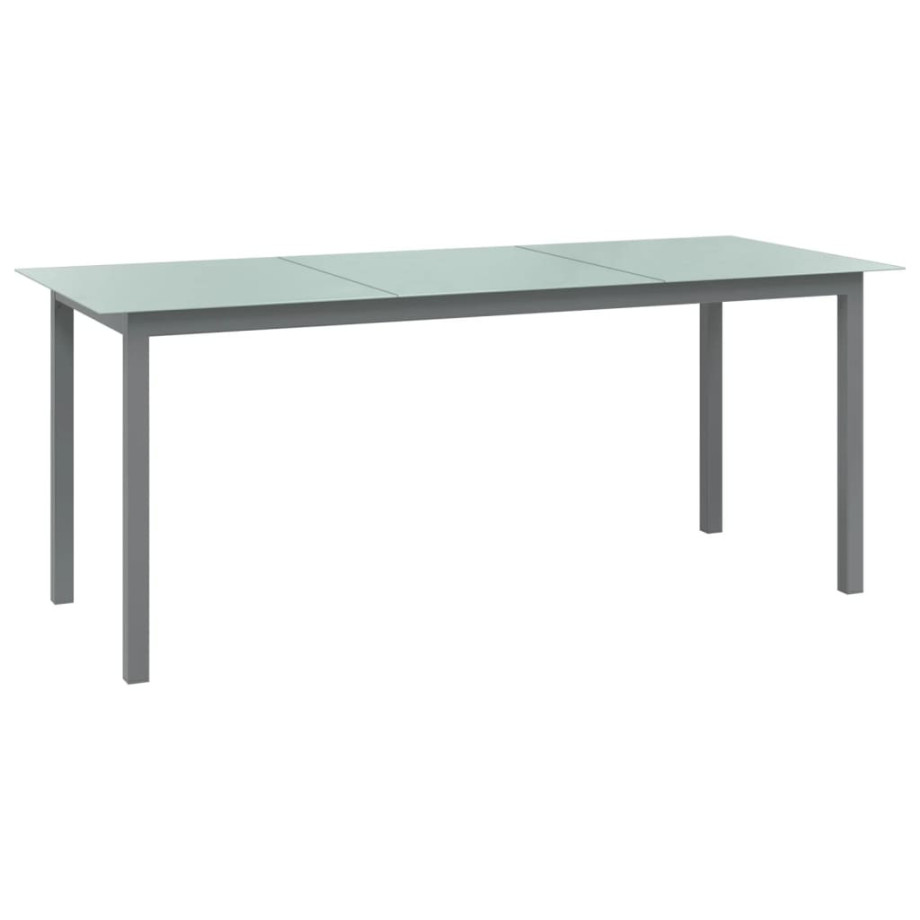 vidaXL Tuintafel 190x90x74 cm aluminium en glas lichtgrijs afbeelding 1