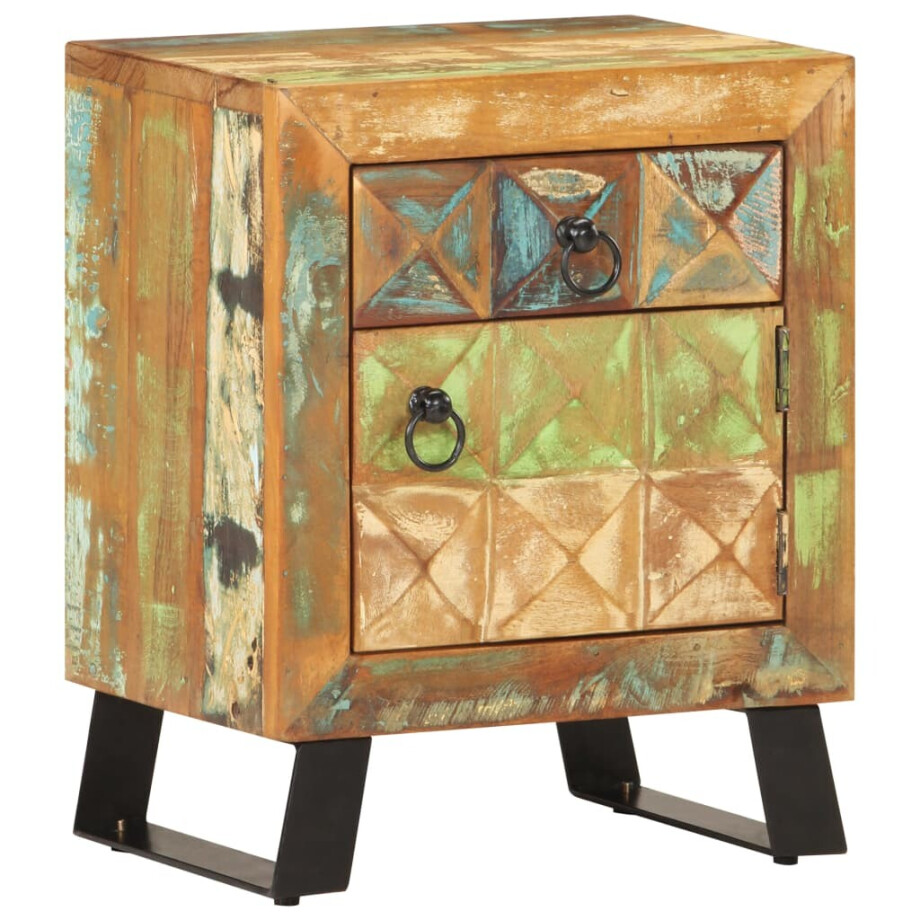 vidaXL Nachtkastje 40x30x50 cm massief gerecycled hout afbeelding 1