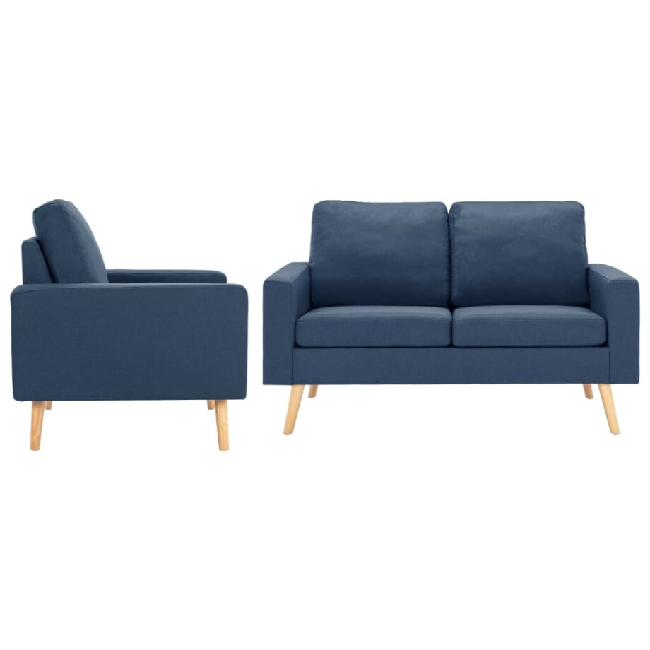 vidaXL 2-delig Bankstel stof blauw afbeelding 1