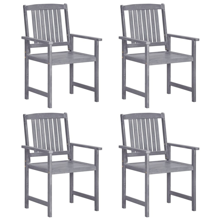 vidaXL Tuinstoelen 4 st massief acaciahout grijs vidaXL Tuinstoelen 4 st massief acaciahout grijs afbeelding 1
