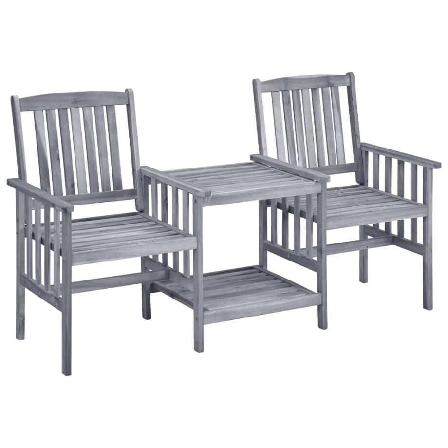 vidaXL Tuinstoelen met theetafel 159x61x92 cm massief acaciahout afbeelding 1