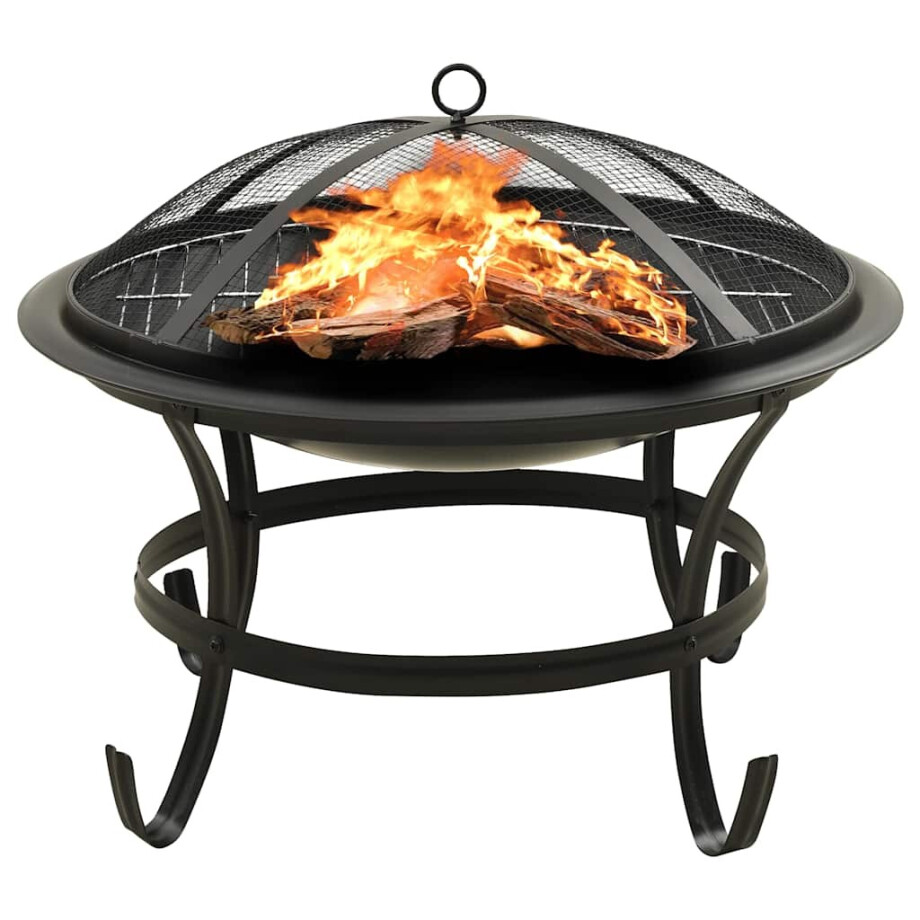 vidaXL Vuurschaal en barbecue 2-in-1 met pook 56x56x49 cm staal vidaXL Vuurschaal en barbecue 2-in-1 met pook 56x56x49 cm staal afbeelding 1