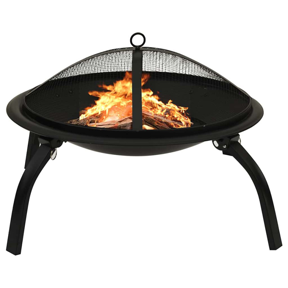 vidaXL Vuurschaal en barbecue 2-in-1 met pook 56x56x49 cm staal afbeelding 1