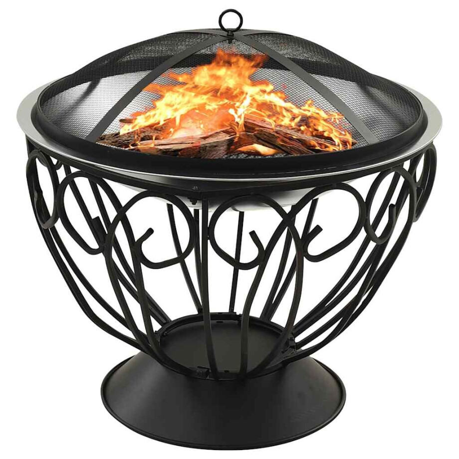 vidaXL Vuurschaal en barbecue 2-in-1 met pook 59x59x60 cm rvs vidaXL Vuurschaal en barbecue 2-in-1 met pook 59x59x60 cm rvs afbeelding 1