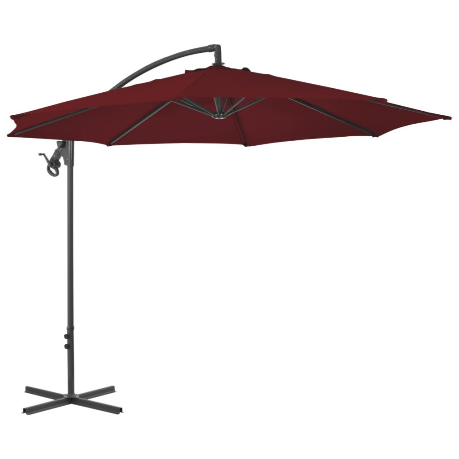 vidaXL Zweefparasol met stalen paal 300 cm bordeauxrood afbeelding 1