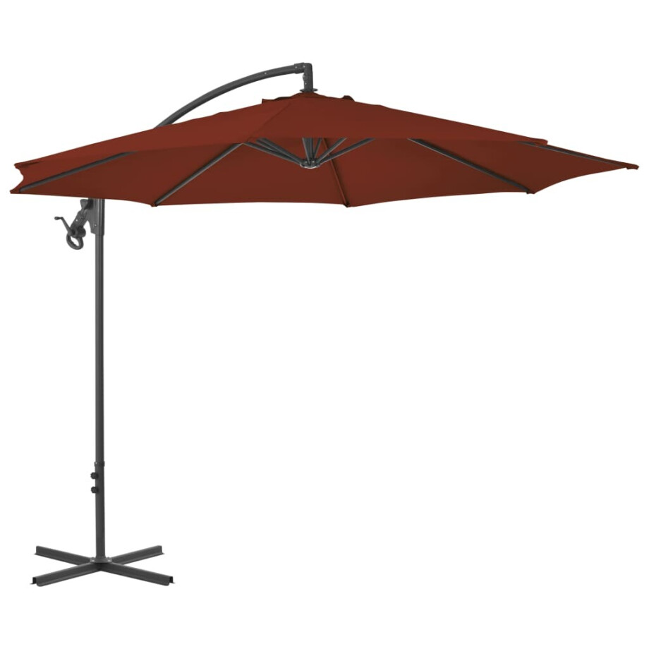 vidaXL Zweefparasol met stalen paal 300 cm terracottakleurig vidaXL Zweefparasol met stalen paal 300 cm terracottakleurig afbeelding 1