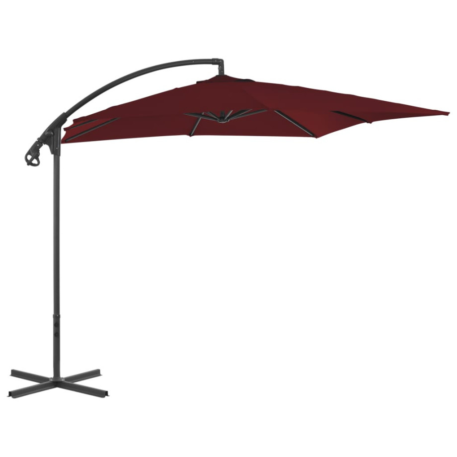 vidaXL Zweefparasol met stalen paal 250x250 cm wijnrood afbeelding 1