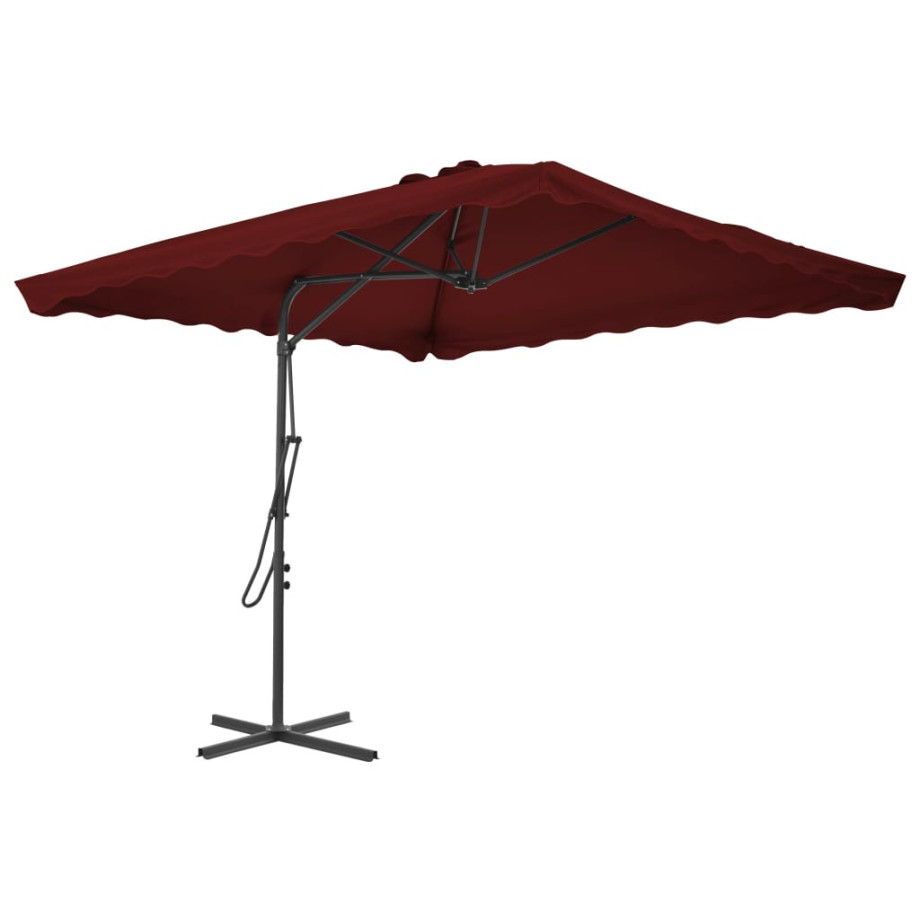 vidaXL Parasol met stalen paal 250x250x230 cm bordeauxrood afbeelding 1