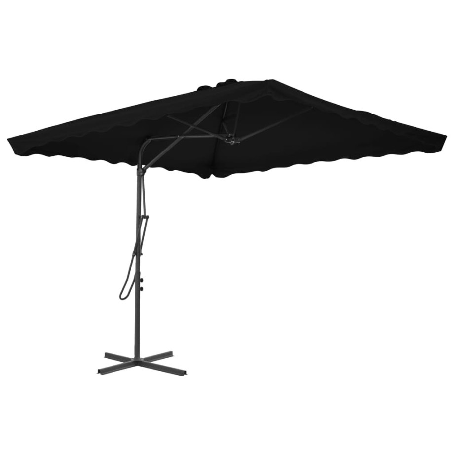 vidaXL Parasol met stalen paal 250x250x230 cm zwart afbeelding 1