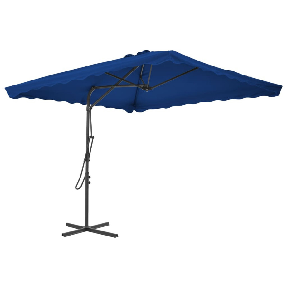 vidaXL Parasol met stalen paal 250x250x230 cm blauw afbeelding 1