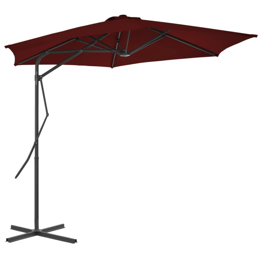 vidaXL Parasol met stalen paal 300x230 cm bordeauxrood afbeelding 1