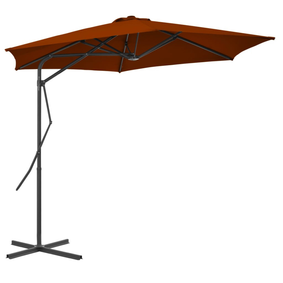 vidaXL Parasol met stalen paal 300x230 cm terracottakleurig afbeelding 1