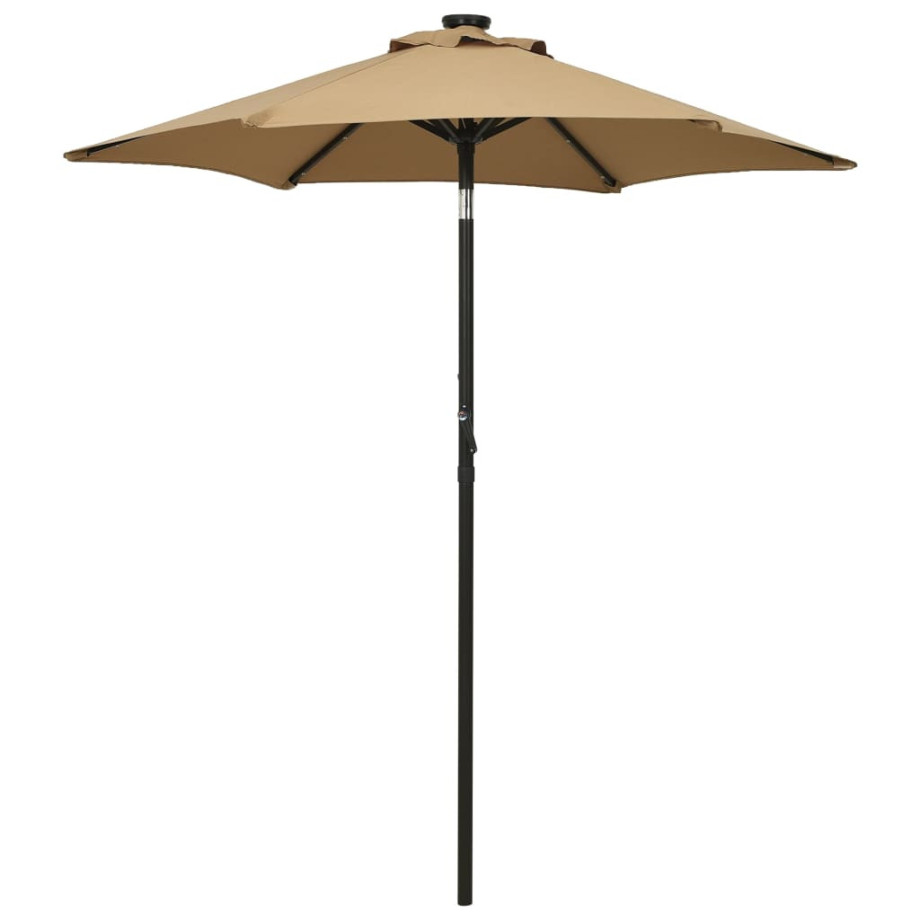 vidaXL Parasol met LED-verlichting 200x211 cm aluminium taupe afbeelding 1