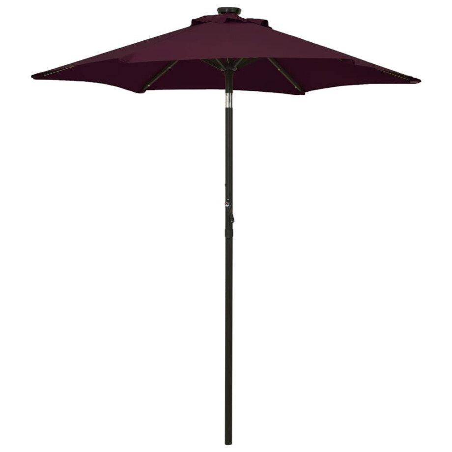 vidaXL Parasol met LED-verlichting 200x211 cm aluminium bordeauxrood afbeelding 1