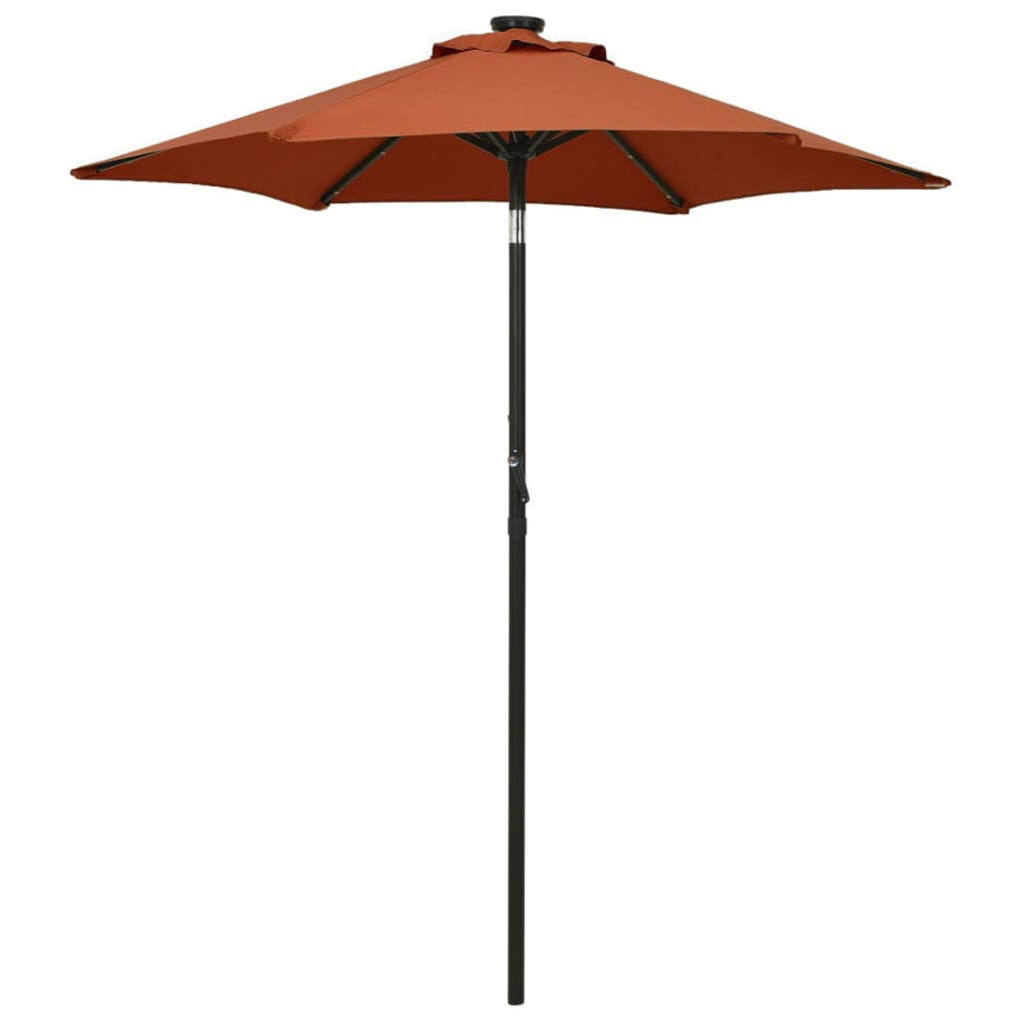 vidaXL Parasol met LED-verlichting 200x211 cm aluminium terracotta afbeelding 1