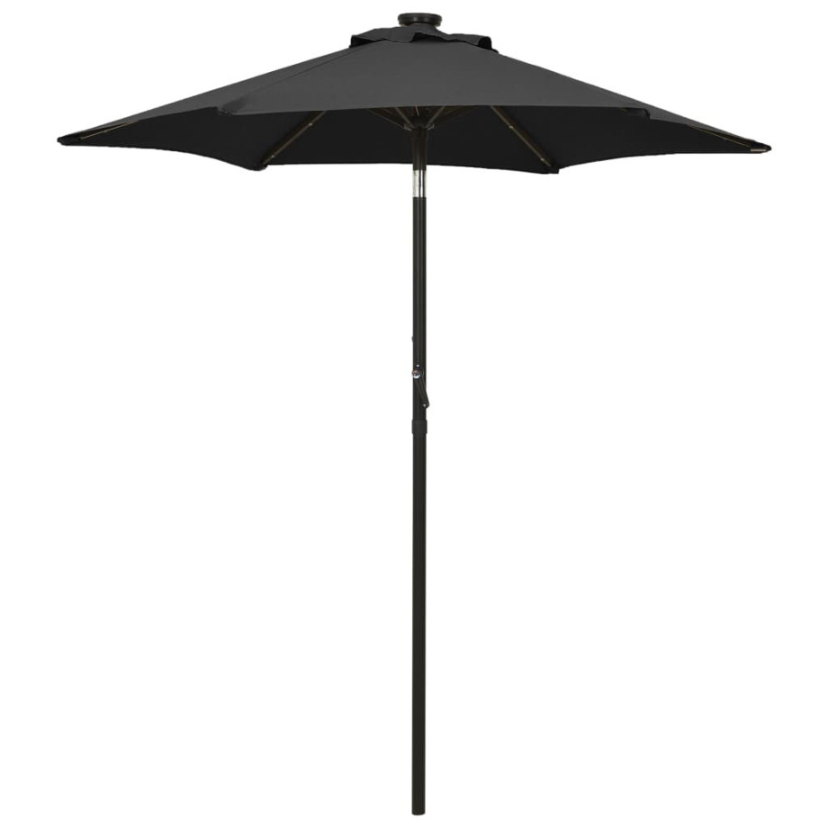 vidaXL Parasol met LED-verlichting 200x211 cm aluminium zwart afbeelding 1