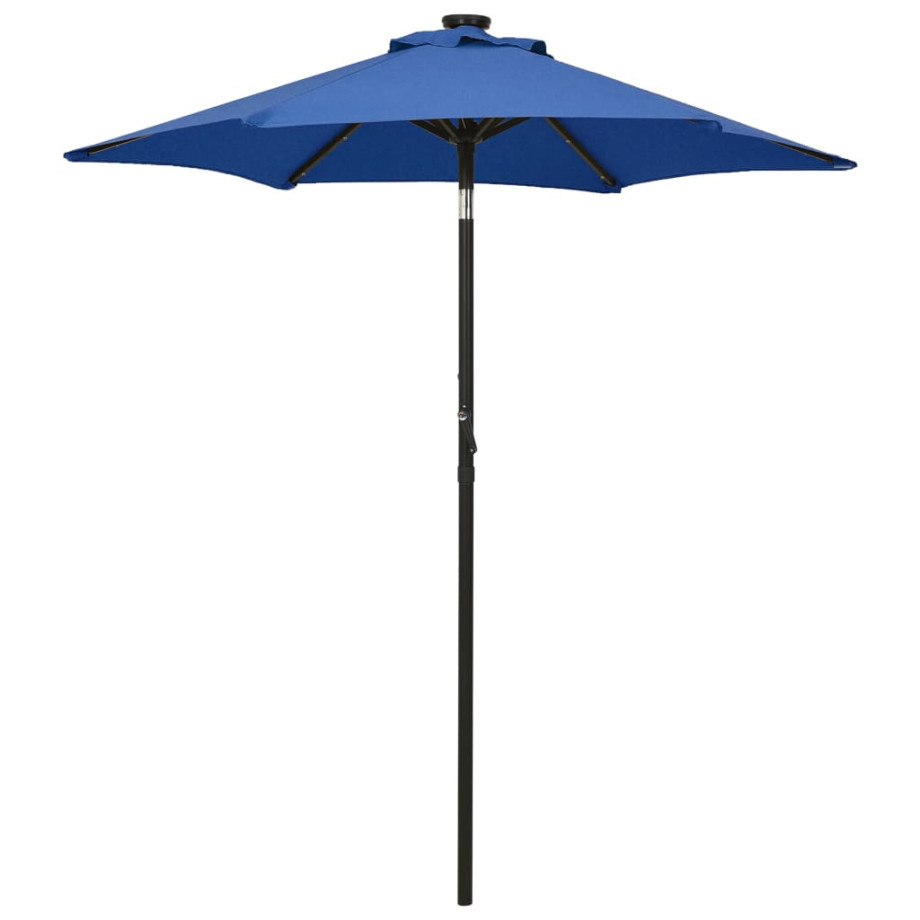 vidaXL Parasol met LED-verlichting 200x211 cm aluminium azuurblauw afbeelding 1