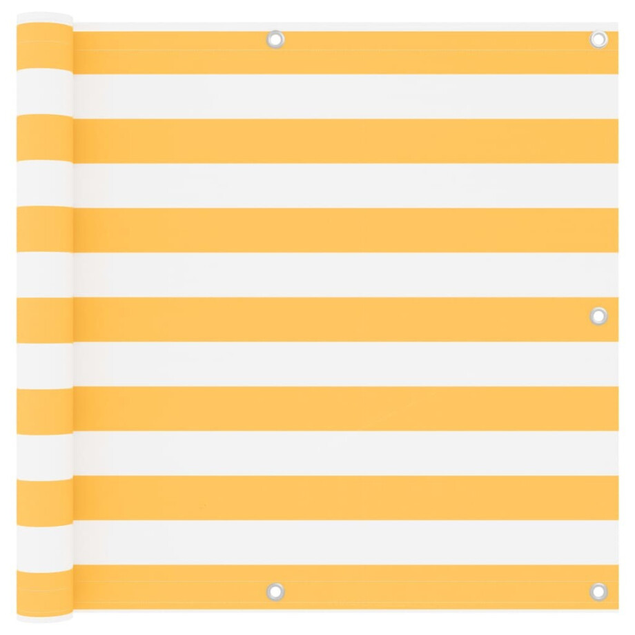 vidaXL Balkonscherm 90x500 cm oxford stof wit en geel afbeelding 1