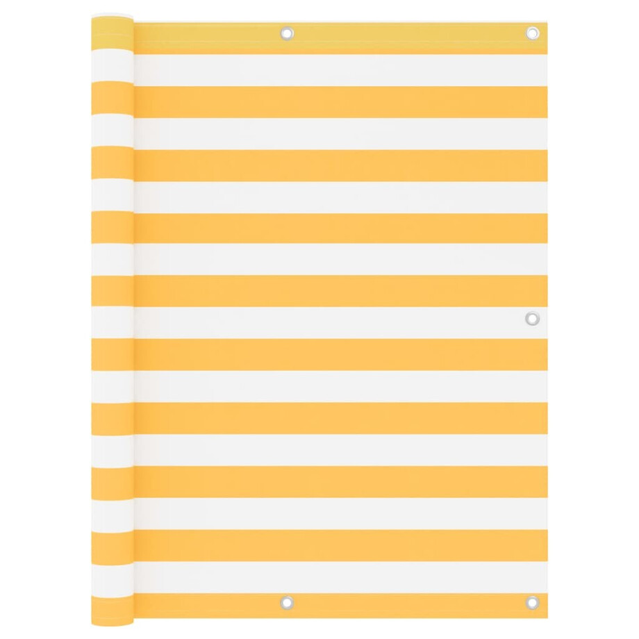 vidaXL Balkonscherm 120x400 cm oxford stof wit en geel afbeelding 1