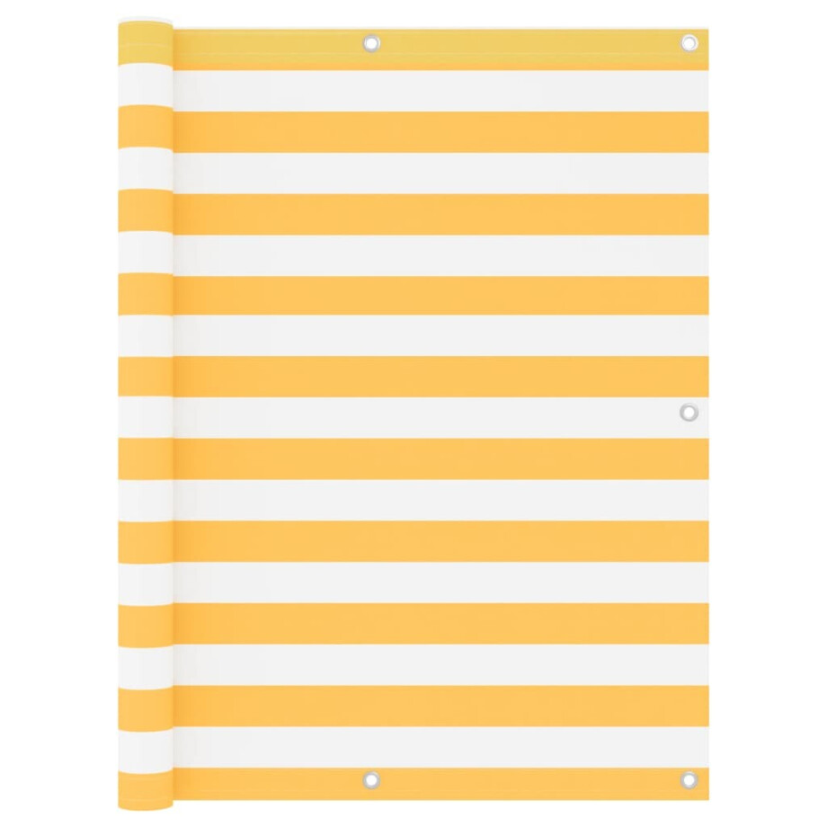 vidaXL Balkonscherm 120x500 cm oxford stof wit en geel vidaXL Balkonscherm 120x500 cm oxford stof wit en geel afbeelding 1