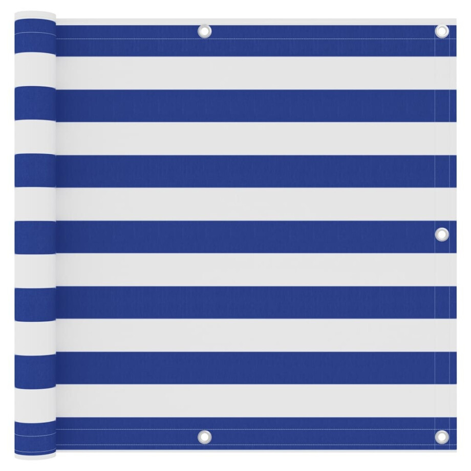 vidaXL Balkonscherm 90x400 cm oxford stof wit en blauw afbeelding 1