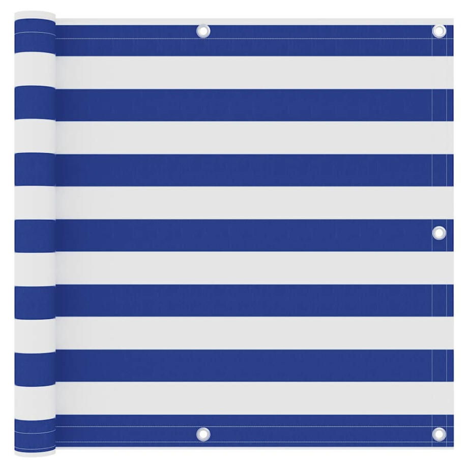 vidaXL Balkonscherm 90x500 cm oxford stof wit en blauw vidaXL Balkonscherm 90x500 cm oxford stof wit en blauw afbeelding 1