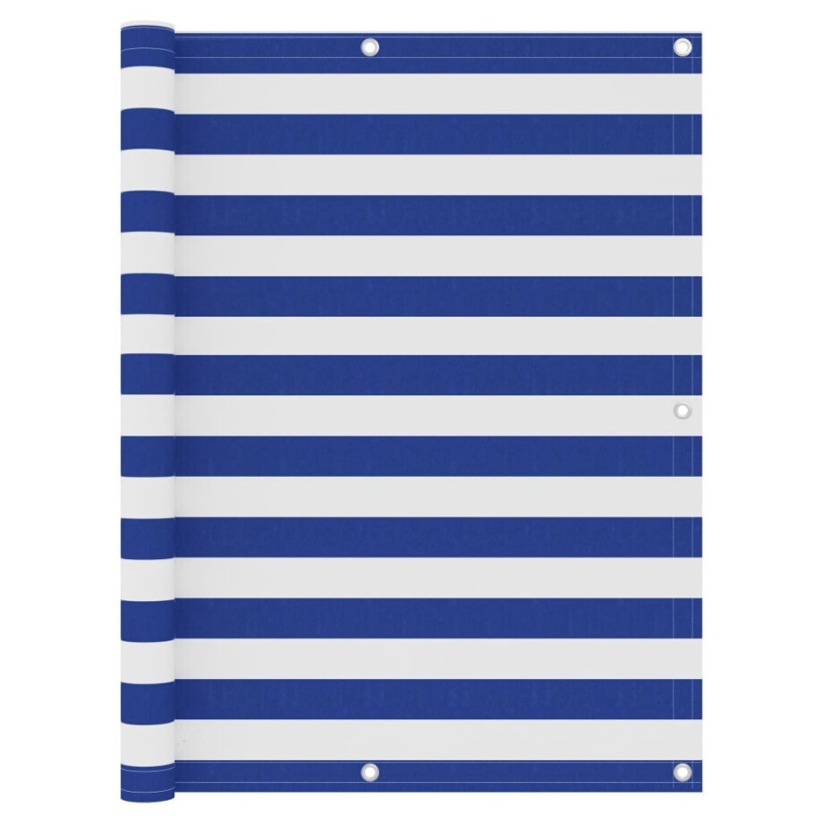 vidaXL Balkonscherm 120x500 cm oxford stof wit en blauw afbeelding 1