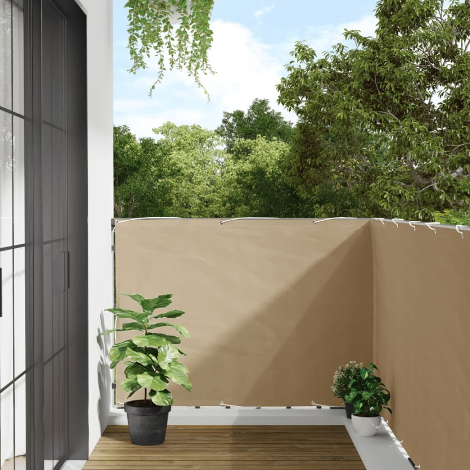 vidaXL Balkonscherm 120x500 cm oxford stof beige afbeelding 1