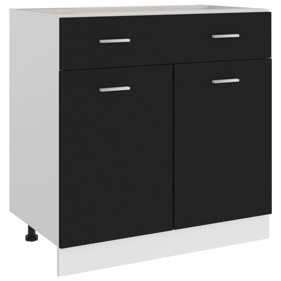 vidaXL Onderkast met lade Lyon 80x46x81,5 cm bewerkt hout zwart afbeelding 1