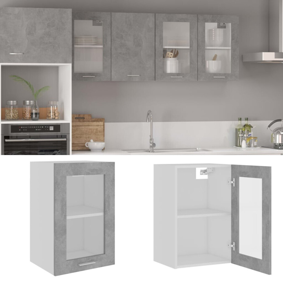 vidaXL Bovenkast Lyon 40x31x60 cm bewerkt hout betongrijs afbeelding 1