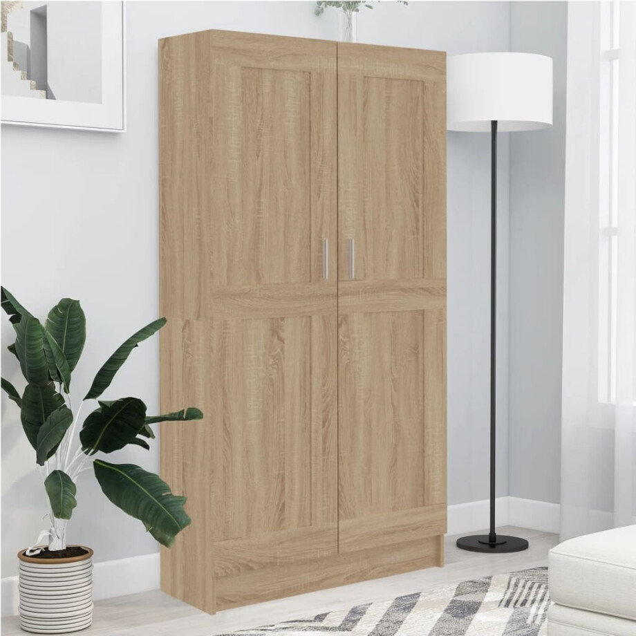 vidaXL Boekenkast 82,5x30,5x150 cm bewerkt hout sonoma eikenkleurig afbeelding 1
